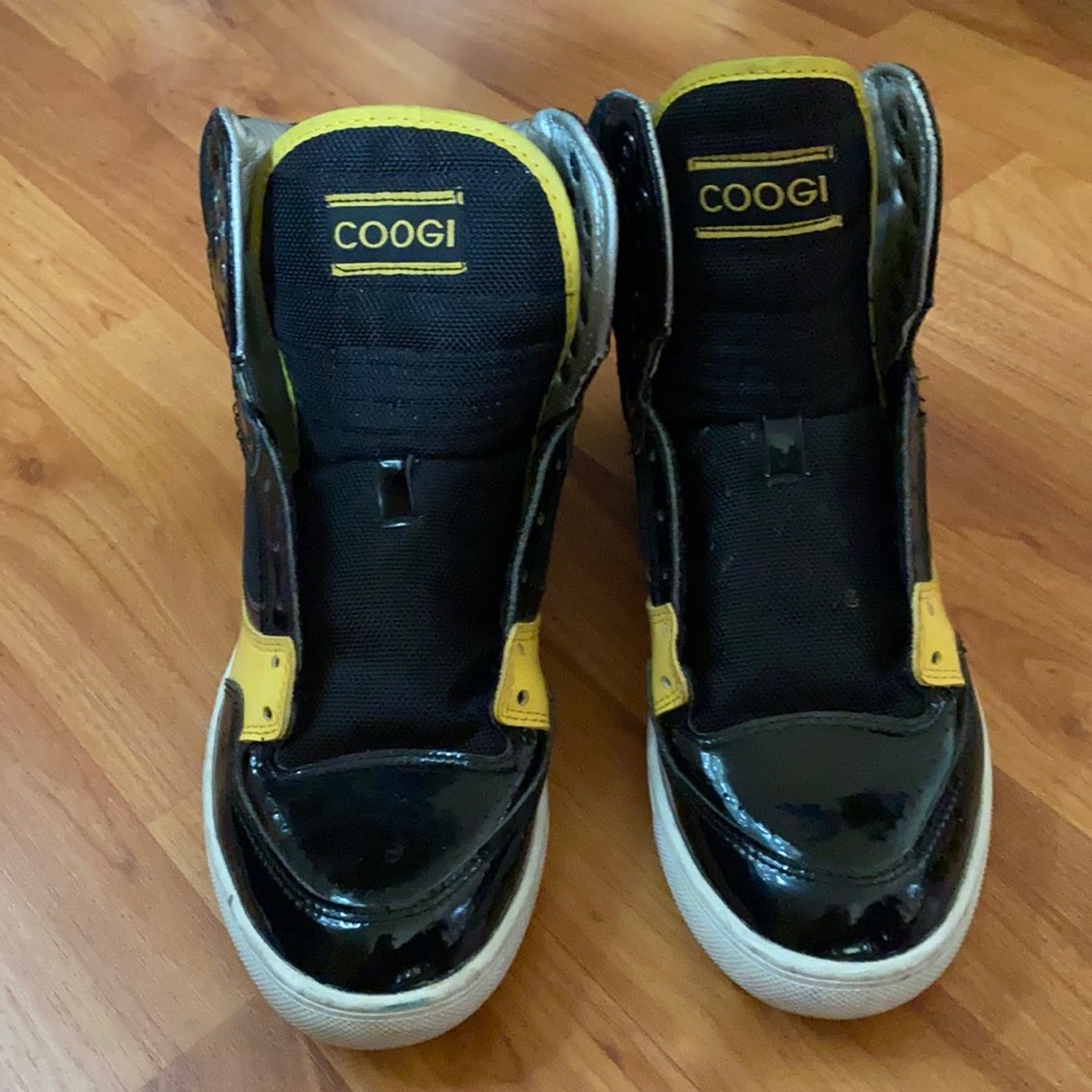 Rare COOGI Black and Yellow High Top Sneakers size 8.5
